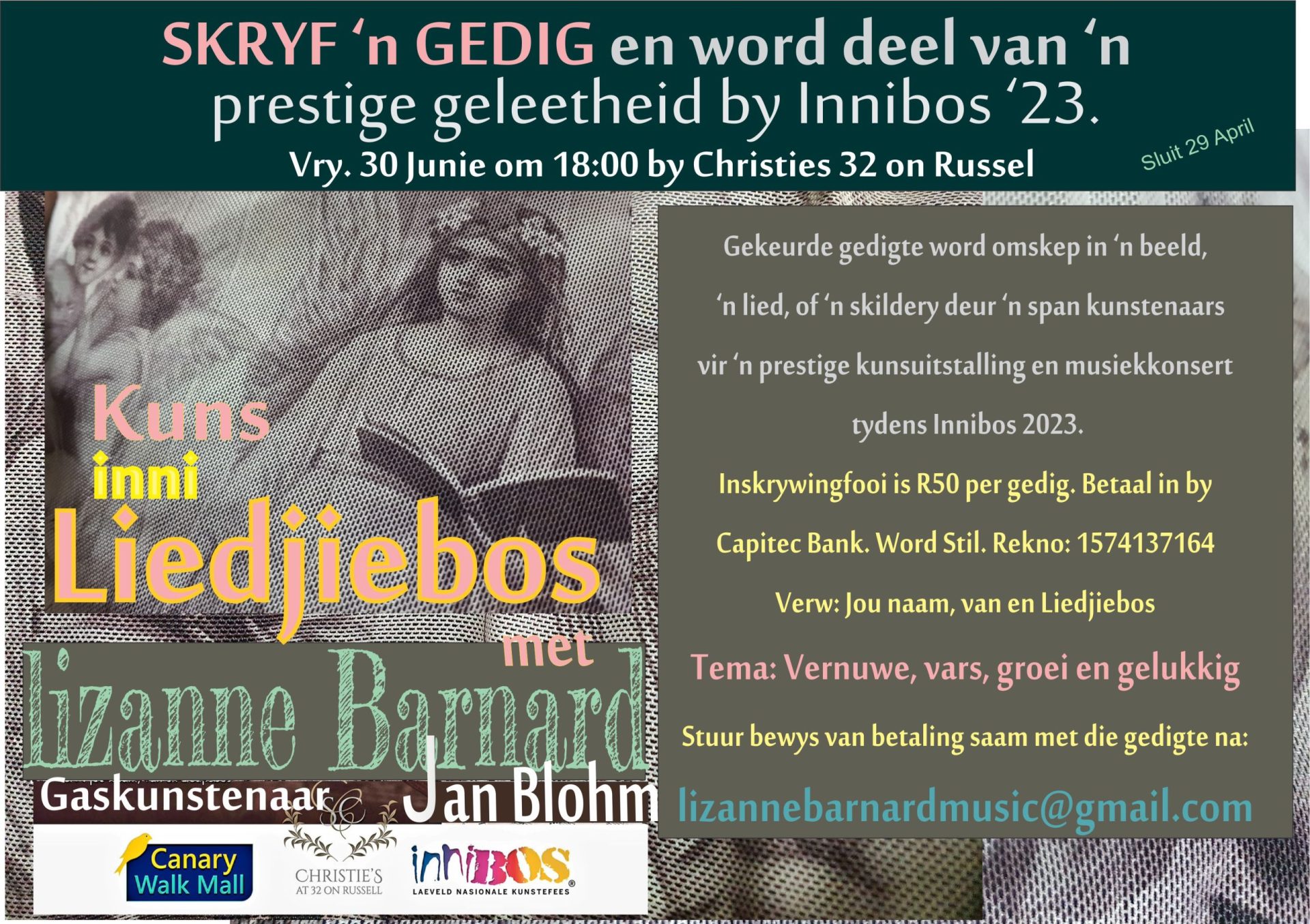 Skryf jou gedig in vir Kuns inni Liedjiebos!